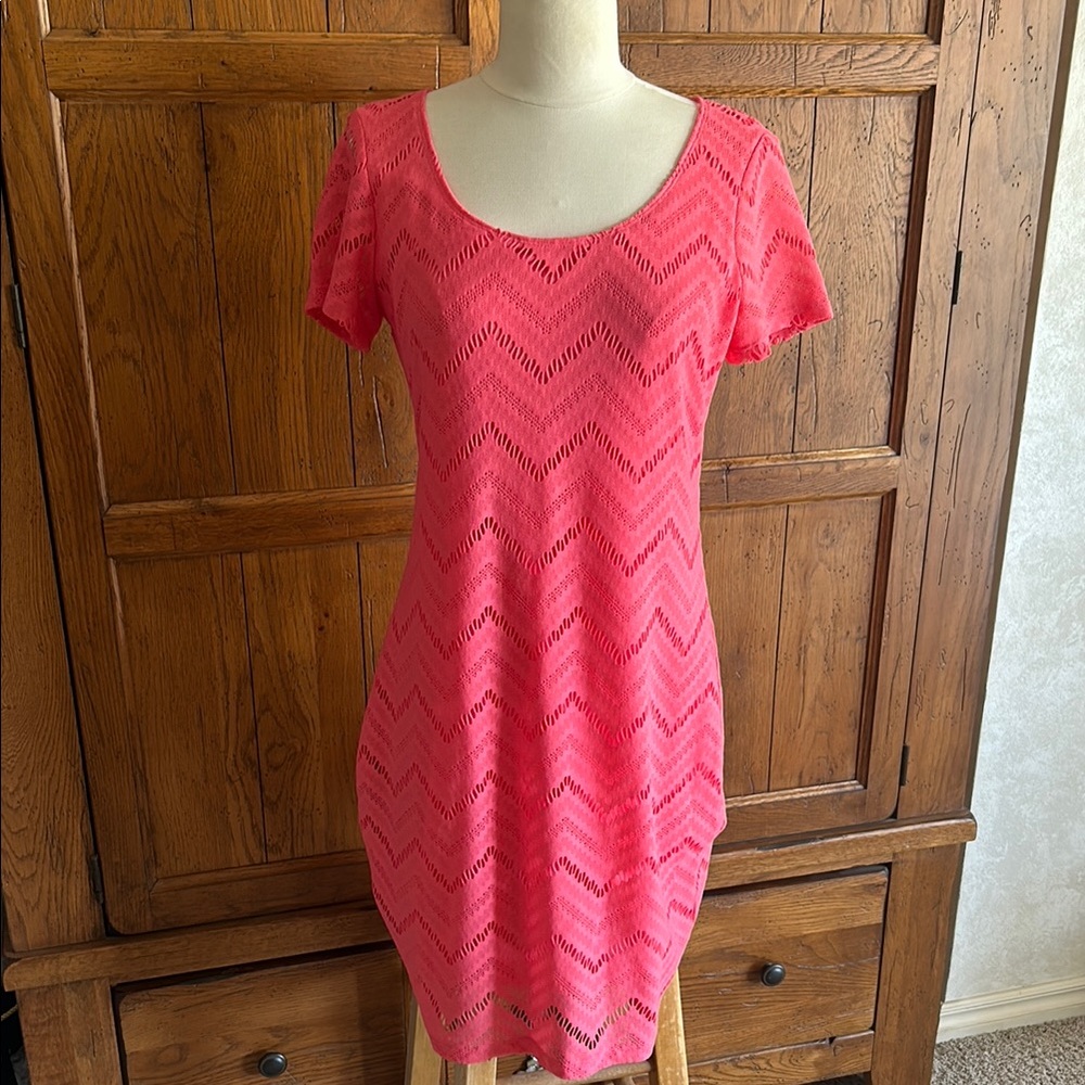NWT⭐️Chevron Lace Dress in Gorgeous Coral by TIANA B. Size Medium